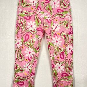 Lilly Pulitzer Pink, Green & White Cropped Pant in print “Cherry O”